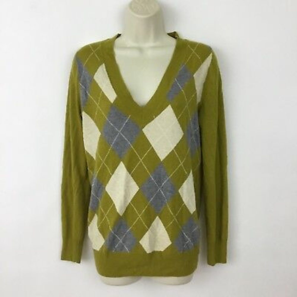 J. CREW Argyle Wool Cashmere Sweater